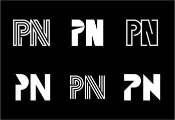 Set of letter PN logos. Abstract logos collection with letters. Geometrical abstract logos