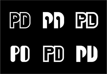 Set of letter PD logos. Abstract logos collection with letters. Geometrical abstract logos