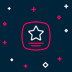 Line Walk of fame star on celebrity boulevard icon isolated on blue background. Hollywood, famous sidewalk, boulevard actor. Colorful outline concept. Vector