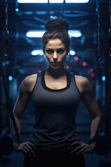 Fototapeta na wymiar Focused sportswoman in the gym