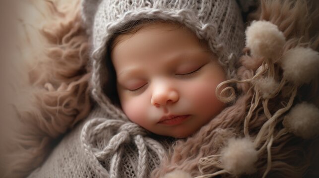 Tiny bundle of joy in warm, handmade knitwear, a symbol of love and care.