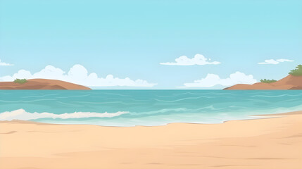 Fototapeta na wymiar drawing of a deserted beach on a clear day