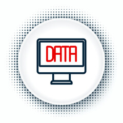 Line Data analysis icon isolated on white background. Business data analysis process, statistics. Charts and diagrams. Colorful outline concept. Vector