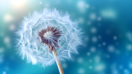 beautiful faded faded dandelion closeup on a blurred background with space for text