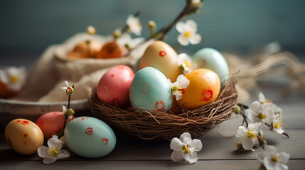easter eggs in a basket
