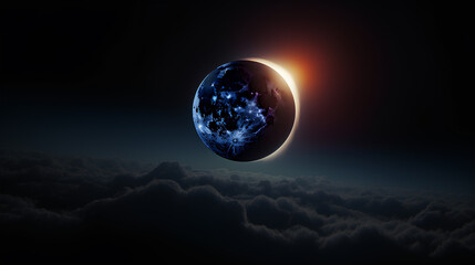 Creative illustration of natural phenomenon of eclipse.