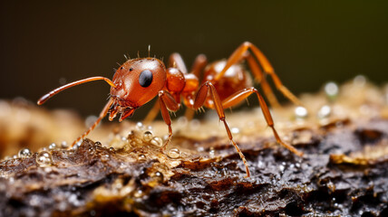 macro photo of a red ant