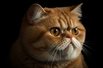 Exotic shorthair feline with a captivating psychedelic gaze. Generative AI