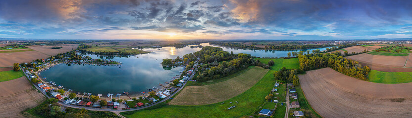 lake eicher see in germany 360° aerial horizontal seamless