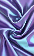 Pink tuquoise silk satin. Gradient. Wavy folds. Shiny fabric surface. Beautiful purple teal background with space for design.
