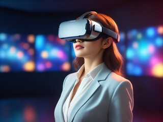 A businesswoman attributes her success to VR glasses, enabling her to excel in the digital age.