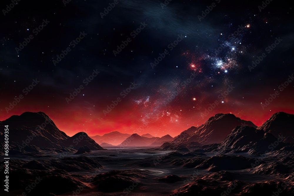 Wall mural the red color in the milkyway space