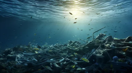 Fotobehang Climate change and ocean pollution: A double threat to sea life.  © Muzamil