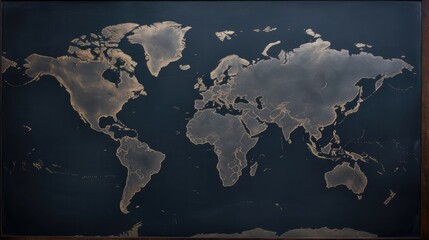 Fototapeta premium World map in blackboard, AI generated Image