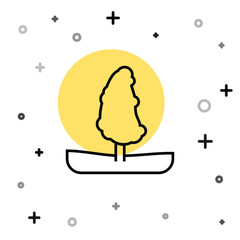 Black line Tree icon isolated on white background. Forest symbol. Random dynamic shapes. Vector