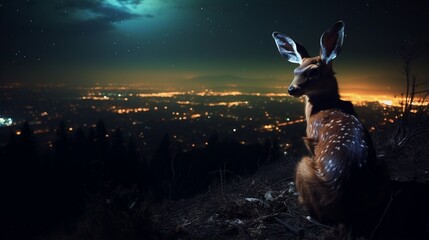 light pollution's disturbance to nocturnal creatures.  - obrazy, fototapety, plakaty