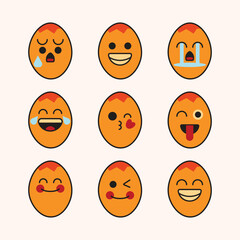 Chicken egg emoticons icon set