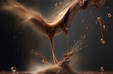 Explosion of coffee splash on black background