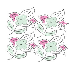 vector Decorative floral or Tropical flowers, leaves and twigs