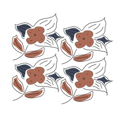 vector Decorative floral or Tropical flowers, leaves and twigs