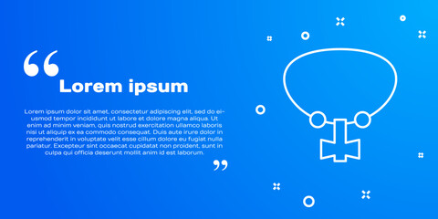 White line Necklace with gem icon isolated on blue background. Vector