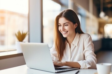 Business woman using laptop 