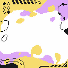 Abstract Pink and Yellow Liquid Color Frame, Pixel Art Style Illustration