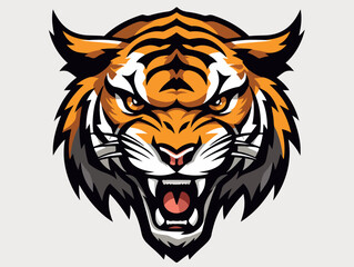 Angry tiger esport logo vector illustration with isolated background