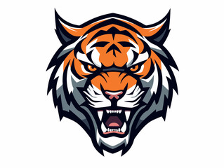 Angry tiger esport logo vector illustration with isolated background