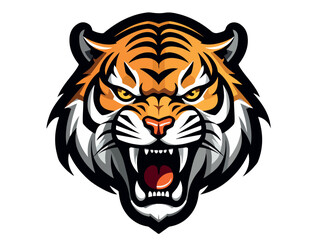 Angry tiger esport logo vector illustration with isolated background