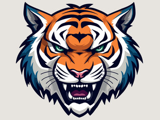Angry tiger esport logo vector illustration with isolated background