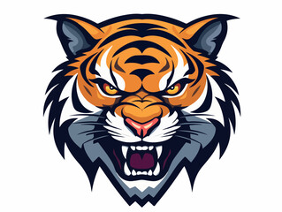 Angry tiger esport logo vector illustration with isolated background
