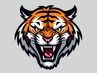 Angry tiger esport logo vector illustration with isolated background