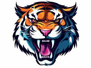 Angry tiger esport logo vector illustration with isolated background