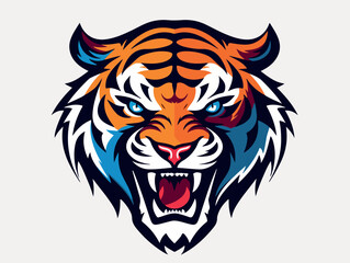 Angry tiger esport logo vector illustration with isolated background