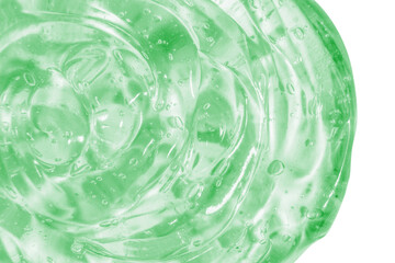Transparent cosmetic green gel. On an empty background.