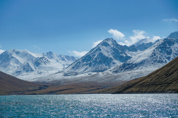Views of Lake Kol Ukok in the Naryn region near Kochkor in Kyrgyzstan. - 658613335