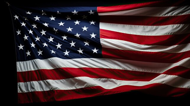american flag isolated on black background