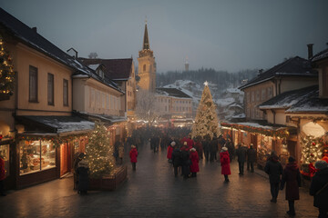 view of the old town country in christmas season