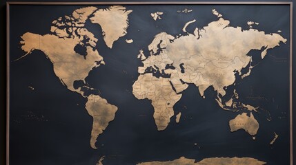 World map in blackboard, AI generated Image