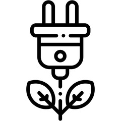 Vector Icon Eco Friendly, Plug, Energy, Electricity, Eco Energy, Sustainable Energy