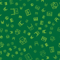 Set line TV table stand, Armchair and Wardrobe on seamless pattern. Vector