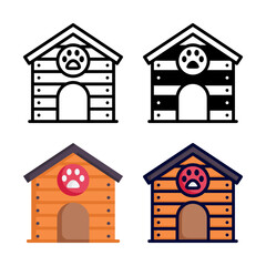 Cat house icon set style collection in line, solid, flat, flat line style on white background