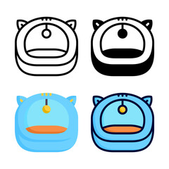 Cat pillow icon set style collection in line, solid, flat, flat line style on white background