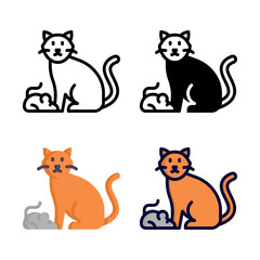 Feline icon set style collection in line, solid, flat, flat line style on white background