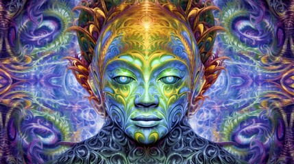 Kaleidoscope Consciousness: Shifting patterns inside a kaleidoscope, illustrating dynamic perspectives.