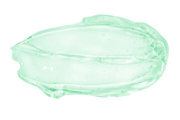 smear of transparent green cosmetic gel. On an empty background.