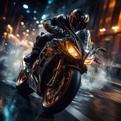 Bike of Crescendo Rider of High Speed Symphony Embellished by Generative AI - obrazy, fototapety, plakaty