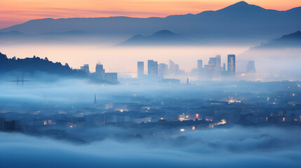 Naklejka premium sunrise over the city