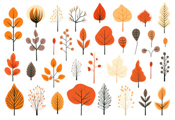 Art pattern nature illustration design leaf plant set print autumn background